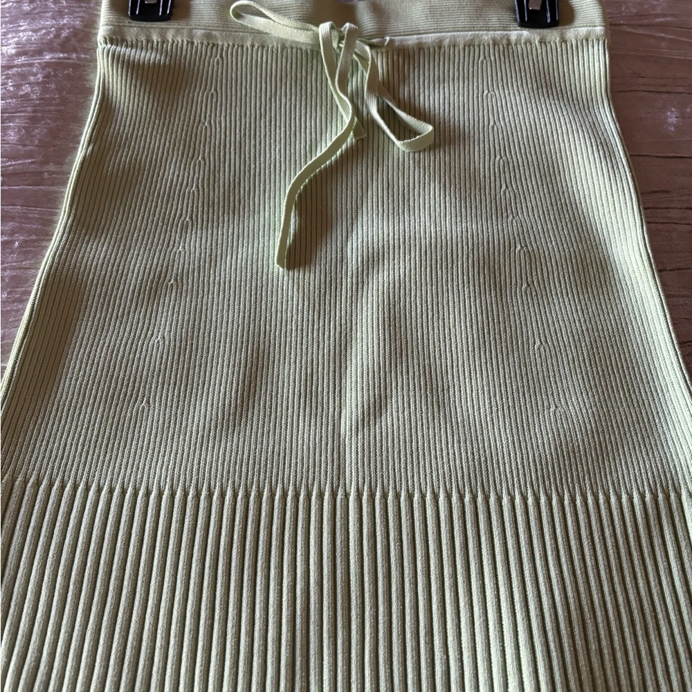 Jonathan Simkhai Women's Green Page Ribbed Drawstring Mini Skirt Small